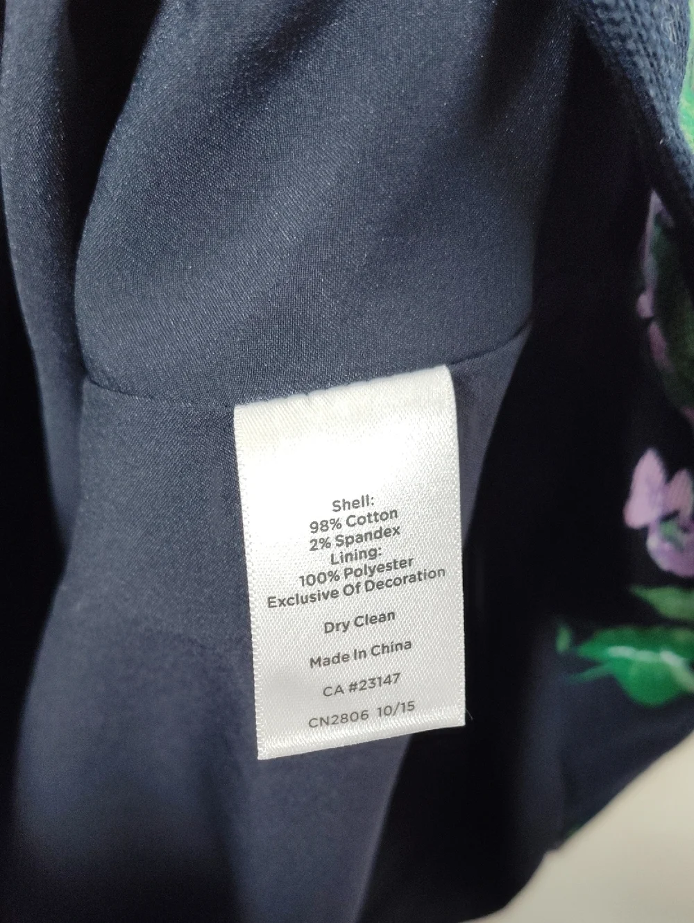 Talbots Oprah navy blue‎ purple floral pencil skirt 10